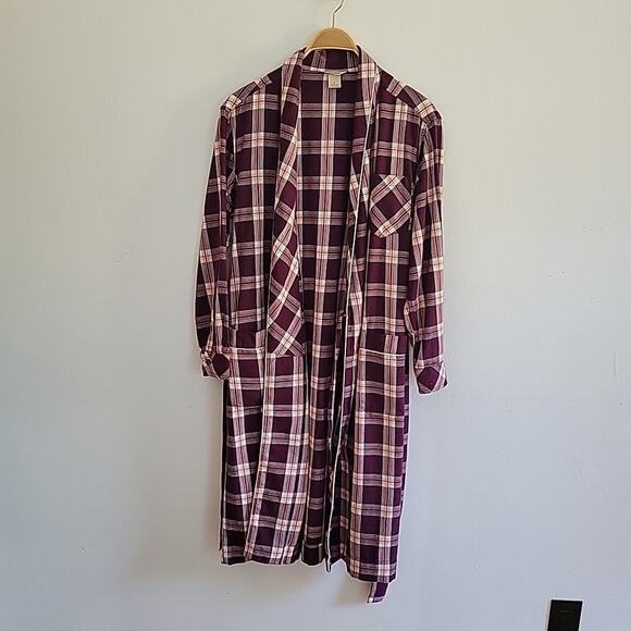 Duluth Trading Co Free Swingin' Plaid Flannel Belted Wrap Robe Long Sleeve Comfy - Picture 1 of 9